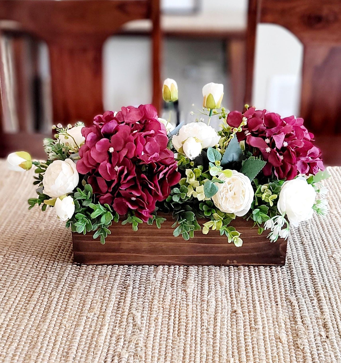 Blue flower arrangement navy blue flower centerpiece wood flower decoration dried flower arrangement peony floral arrangement dining table