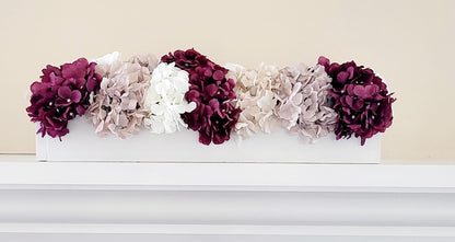 Farmhouse floral arrangement farmhouse decor burgundy flower centerpiece hydrangea wedding decor idea country table decor mantle decoration