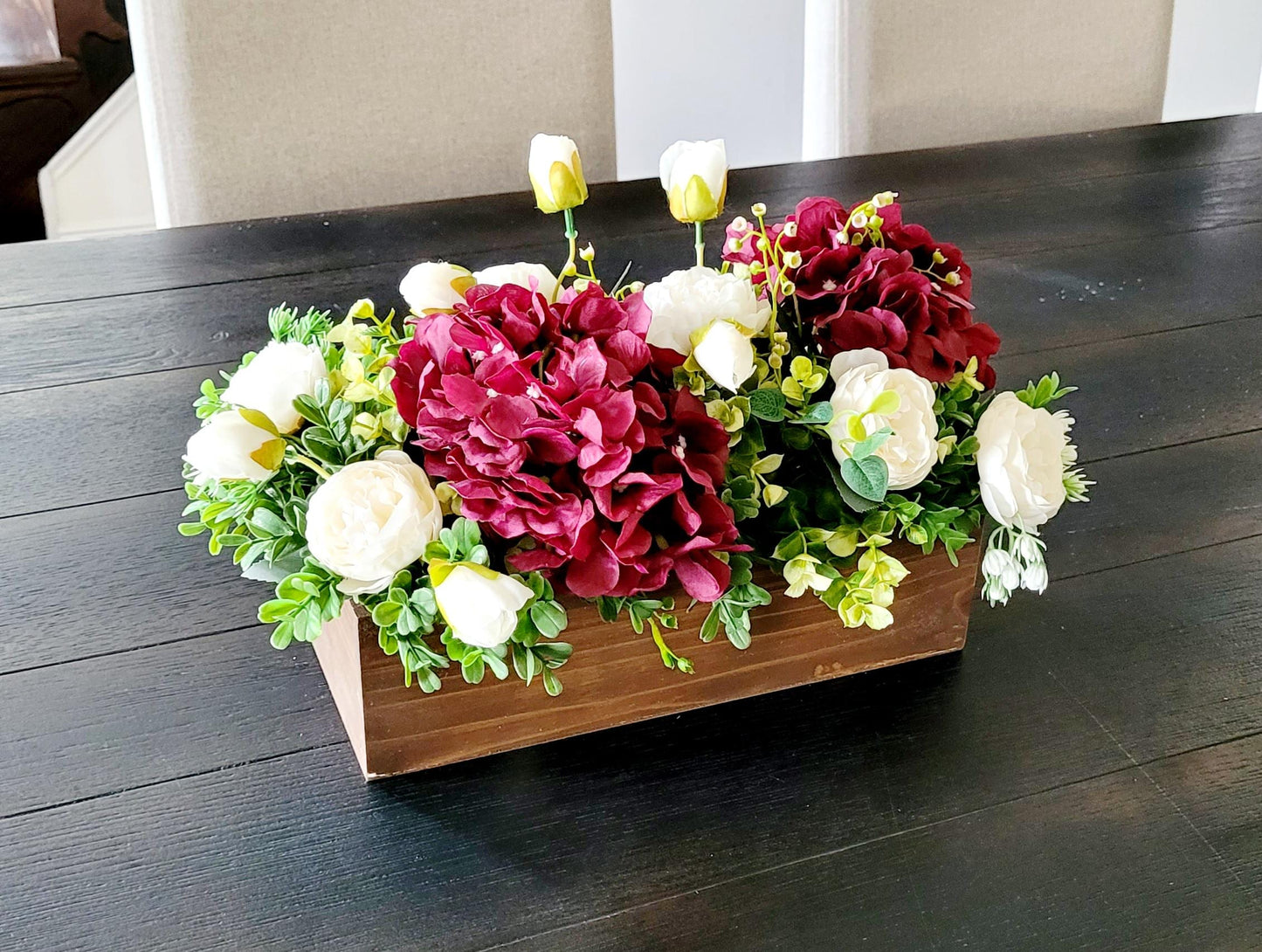 Blue flower arrangement navy blue flower centerpiece wood flower decoration dried flower arrangement peony floral arrangement dining table