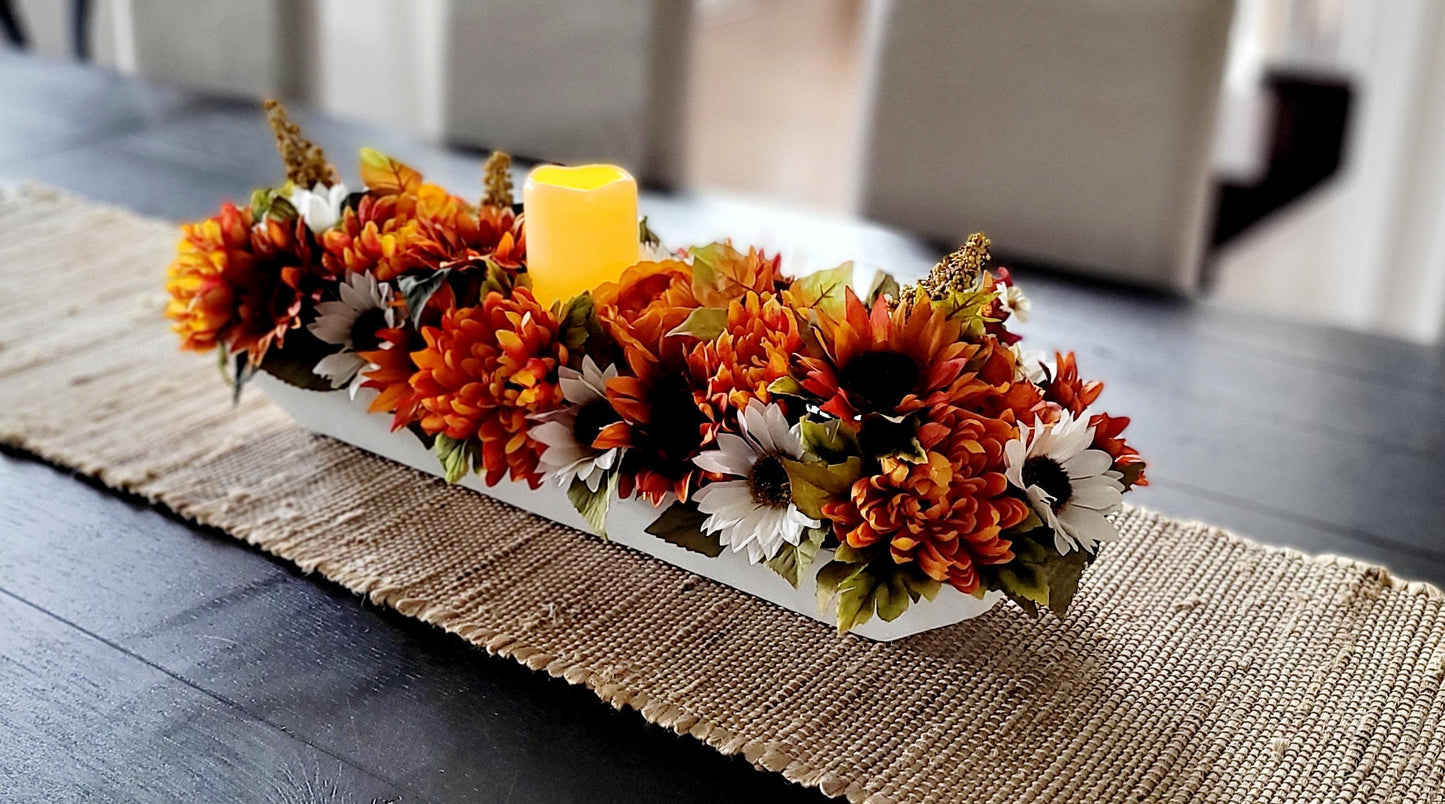 Fall Rustic Arrangement Fall Decor Fall Table Decor Dough Bowl Candle Fall Candle Table Centerpiece  Fall Lighting Fall Arrangement Fall