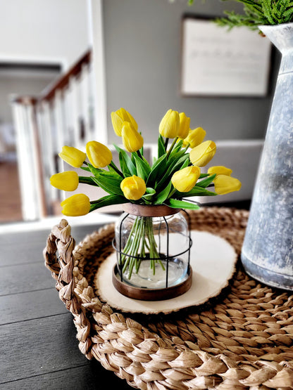 Tulip Table Centerpiece – Easter Spring Dining Decoration with Farmhouse Lantern