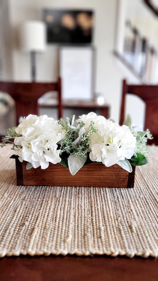 Hydrangea Centerpiece Mothers Day Gift Mom Spring centerpiece table arrangement with Blue and white dining arrangements table rustic decor