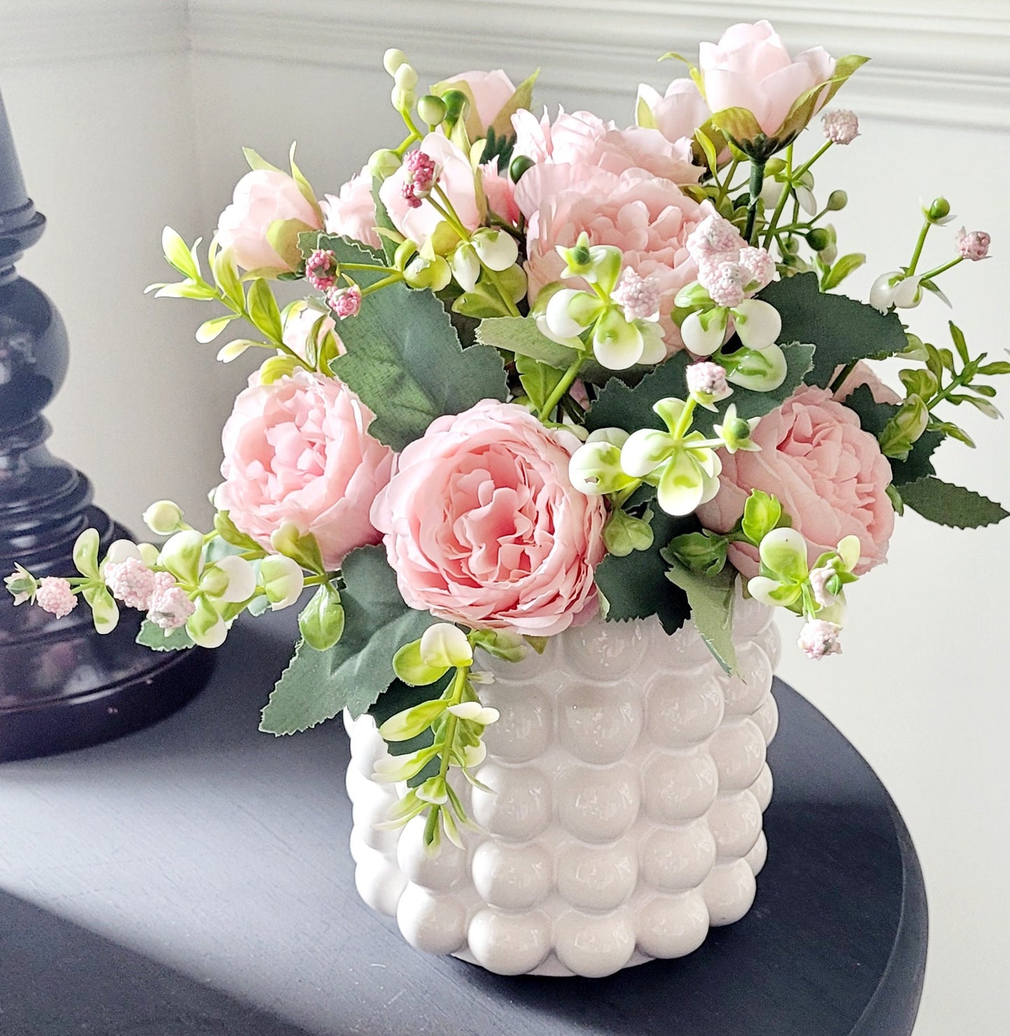 Modern Vase Bubble Vase White Ceramic Vase Boho Vase Decor Ceramic Flower Vase Decorative Vase Pink Peony Vase Decor  Bedroom  Entryway Deco