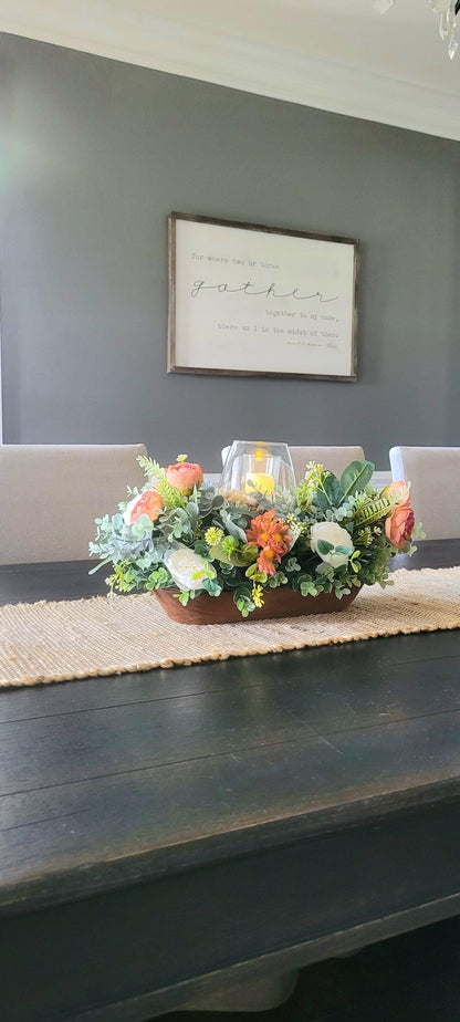 Fall arrangement dining table fall centerpiece dough bowl farmhouse arrangement fall candle fall sunflower table arrangement fall flower