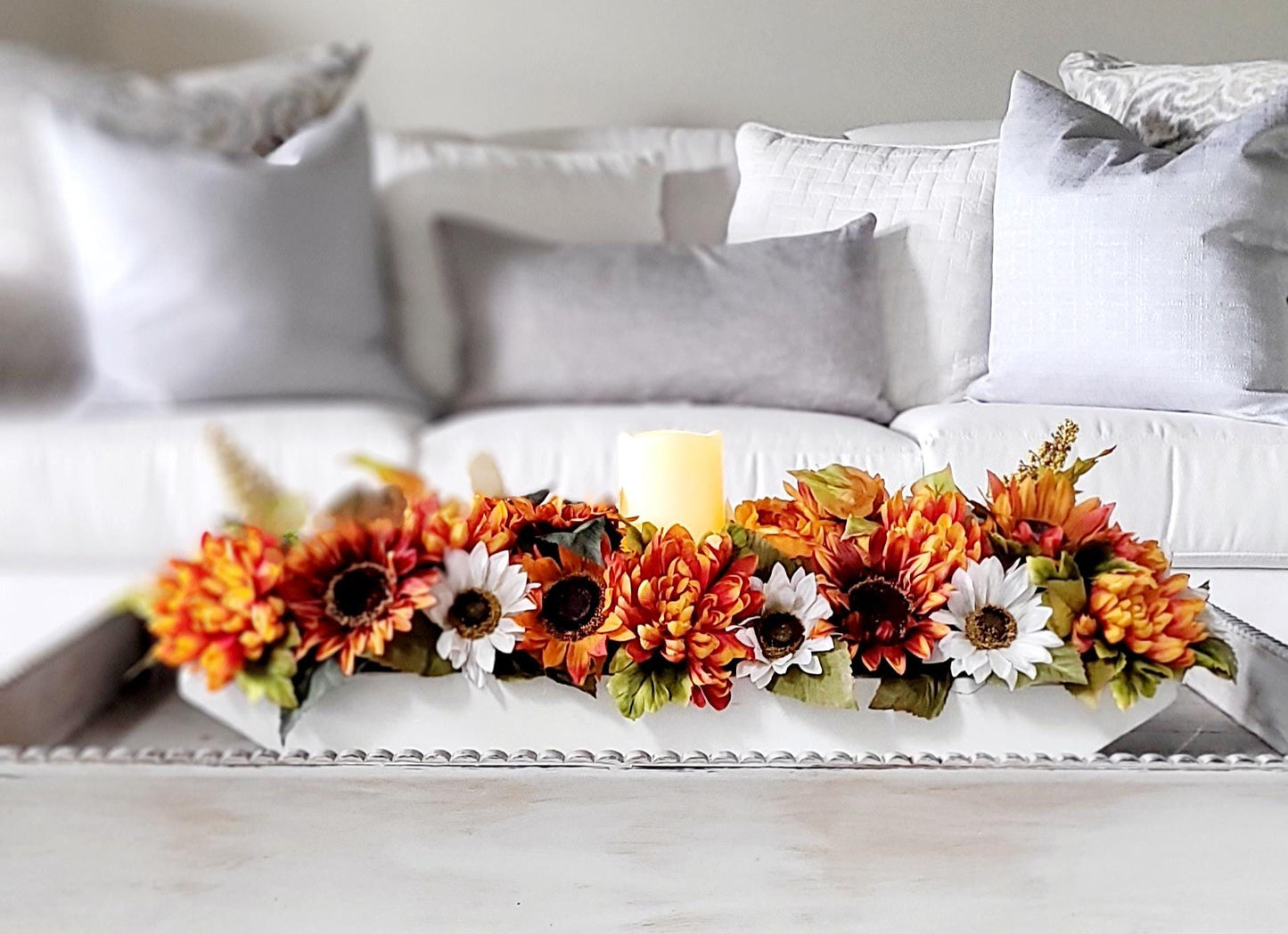 Fall Rustic Arrangement Fall Decor Fall Table Decor Dough Bowl Candle Fall Candle Table Centerpiece  Fall Lighting Fall Arrangement Fall