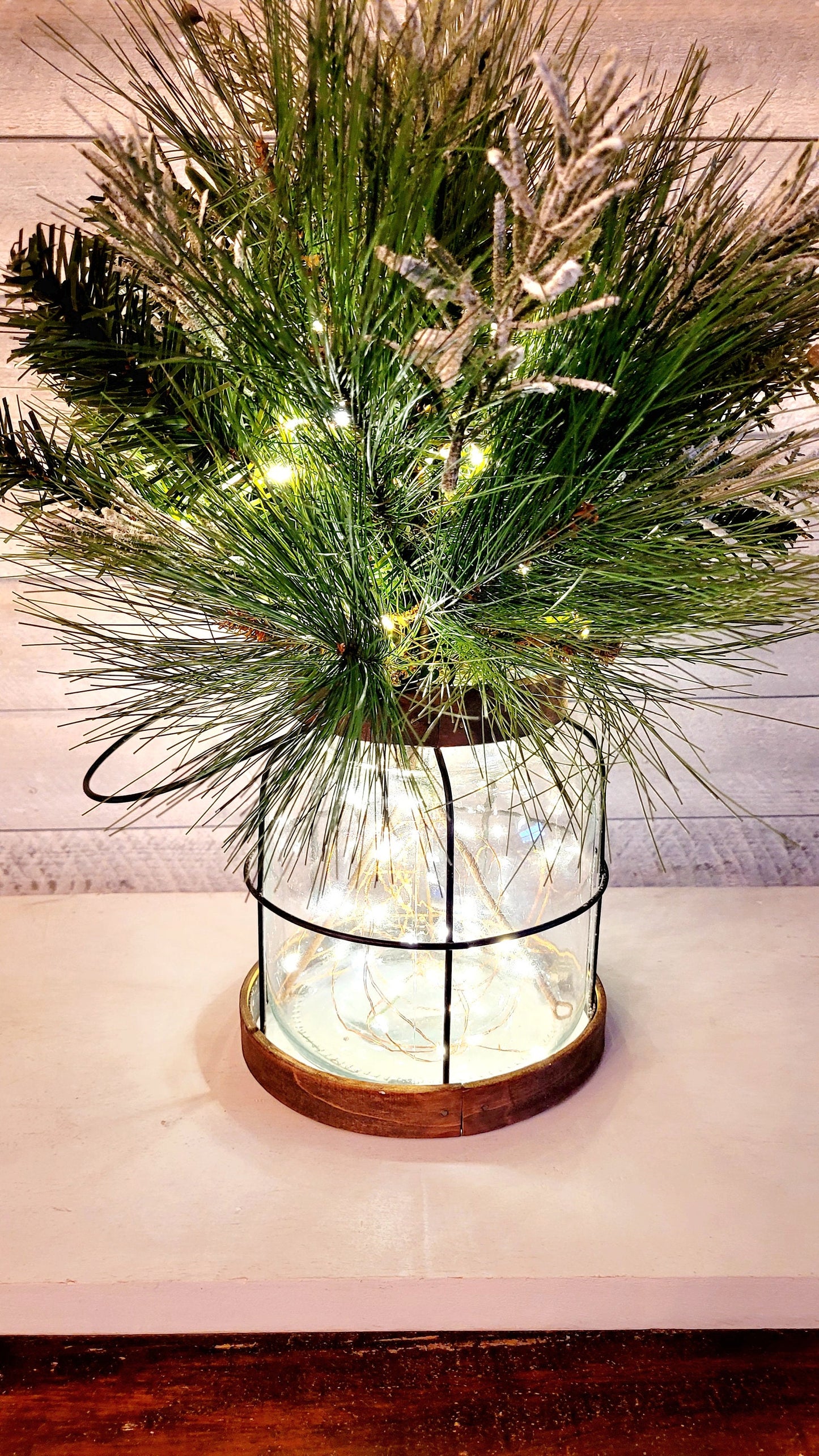 Farmhouse Lantern Centerpiece Rustic Lantern Arrangement Winter Lantern Christmas Floral Arrangement Table Top Lantern Holiday Lantern