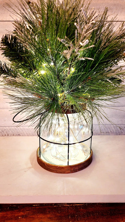 Farmhouse Lantern Centerpiece Rustic Lantern Arrangement Winter Lantern Christmas Floral Arrangement Table Top Lantern Holiday Lantern