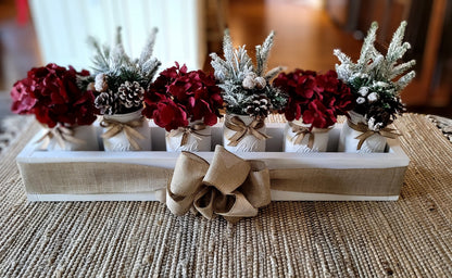 Farmhouse Mason Jar Wood Box Centerpiece Mantle Wood box Arrangement Christmas Dining Table Arrangement Holiday Table Arrangement Long Box