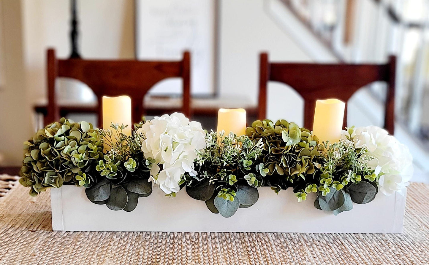 Farmhouse dining table candle decor Rustic centerpiece mantle decor candle centerpiece spring idea decoration new home gift dining floral