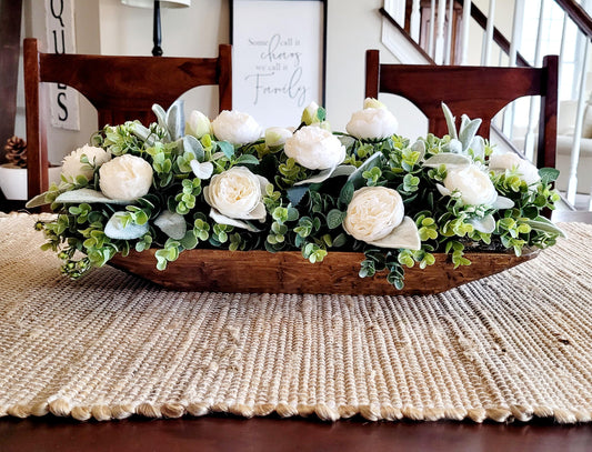 Dough bowl peony flower Arrangement realistic flower arrangement mantel centerpiece flower arrangement kitchen centerpiece dining table