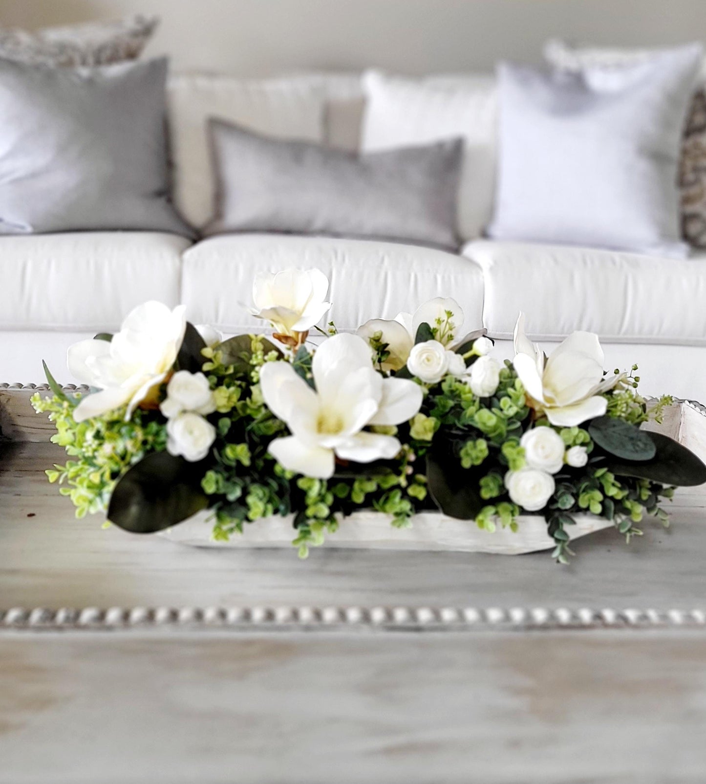 Dining Table Magnolia Arrangement Farmhouse Arrangement Dining Table Magnolia Arrangement Silk Magnolia Table Arrangement Silk Peony Flower