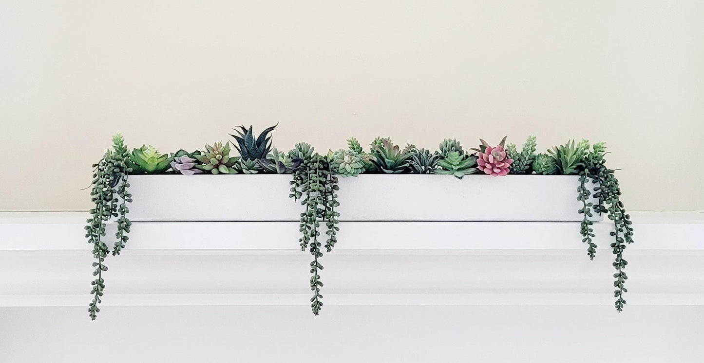 Faux Succulent Centerpiece – 32inch Narrow Table Arrangement for Modern Dining