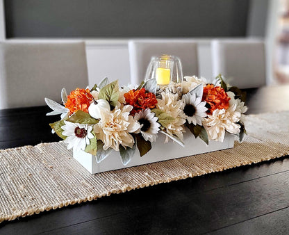 Fall sunflower arrangements dining table flower centerpiece wood box fall arrangement fall decorations for dining table floral gift home
