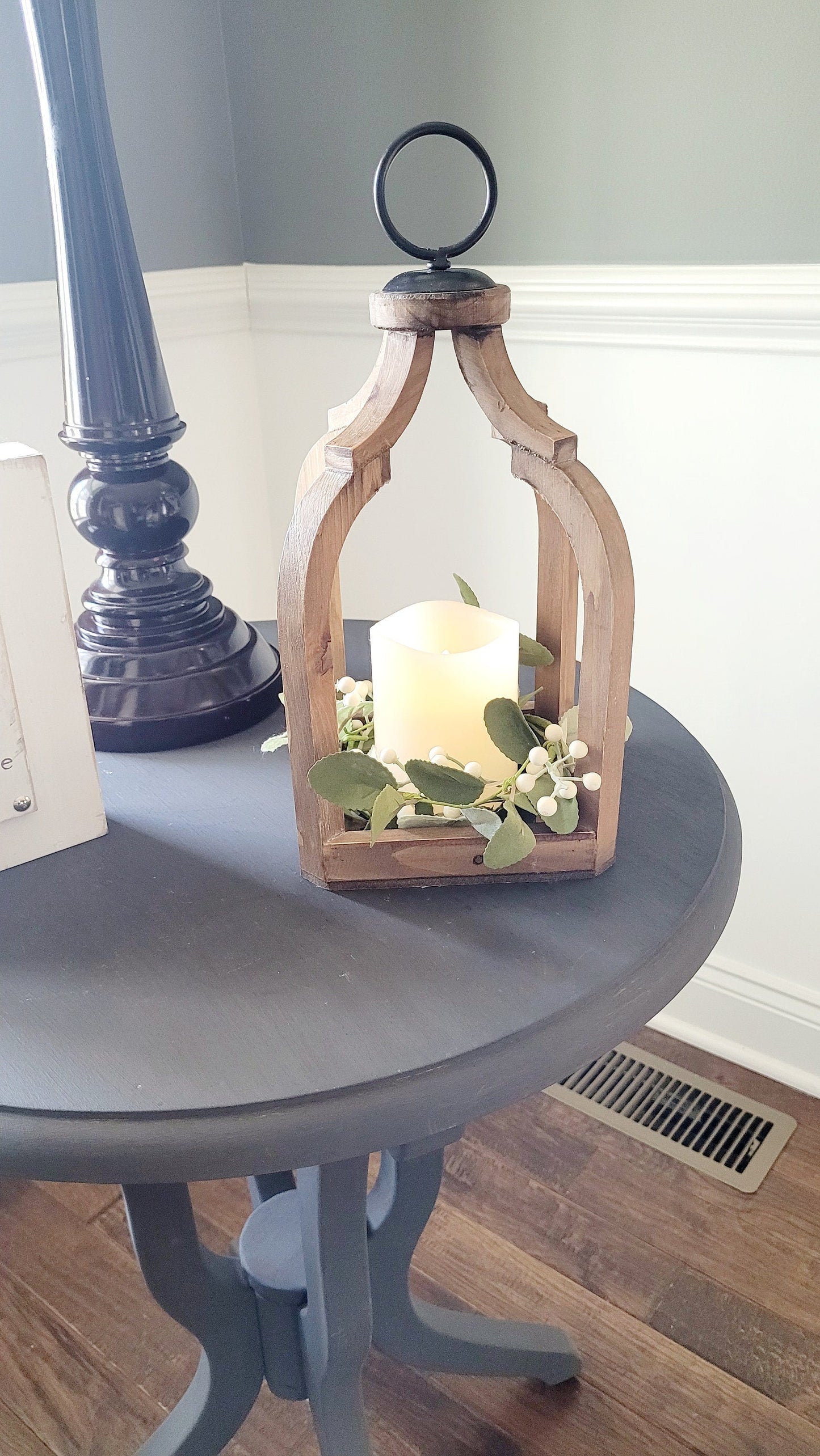Farmhouse Decor Table Lantern Flameless Candle  Holder Lantern Country Decor Rustic Lantern Lamp  Spring Table Decor Accent Lighting Decor