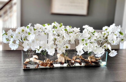 Cherry Blossom Arrangement dining table centerpiece elegant arrangement modern farmhouse decor artificial water arrangement long glass vase