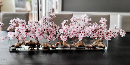 Dining Table Centerpiece – Modern Silk Peony Arrangement in Glass Vase