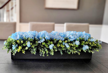 Blue Hydrangea Farmhouse Arrangement Large Dining Room Table Decor Faux Hydrangea Box Arrangement Greenery Arrangement Country Table Decor