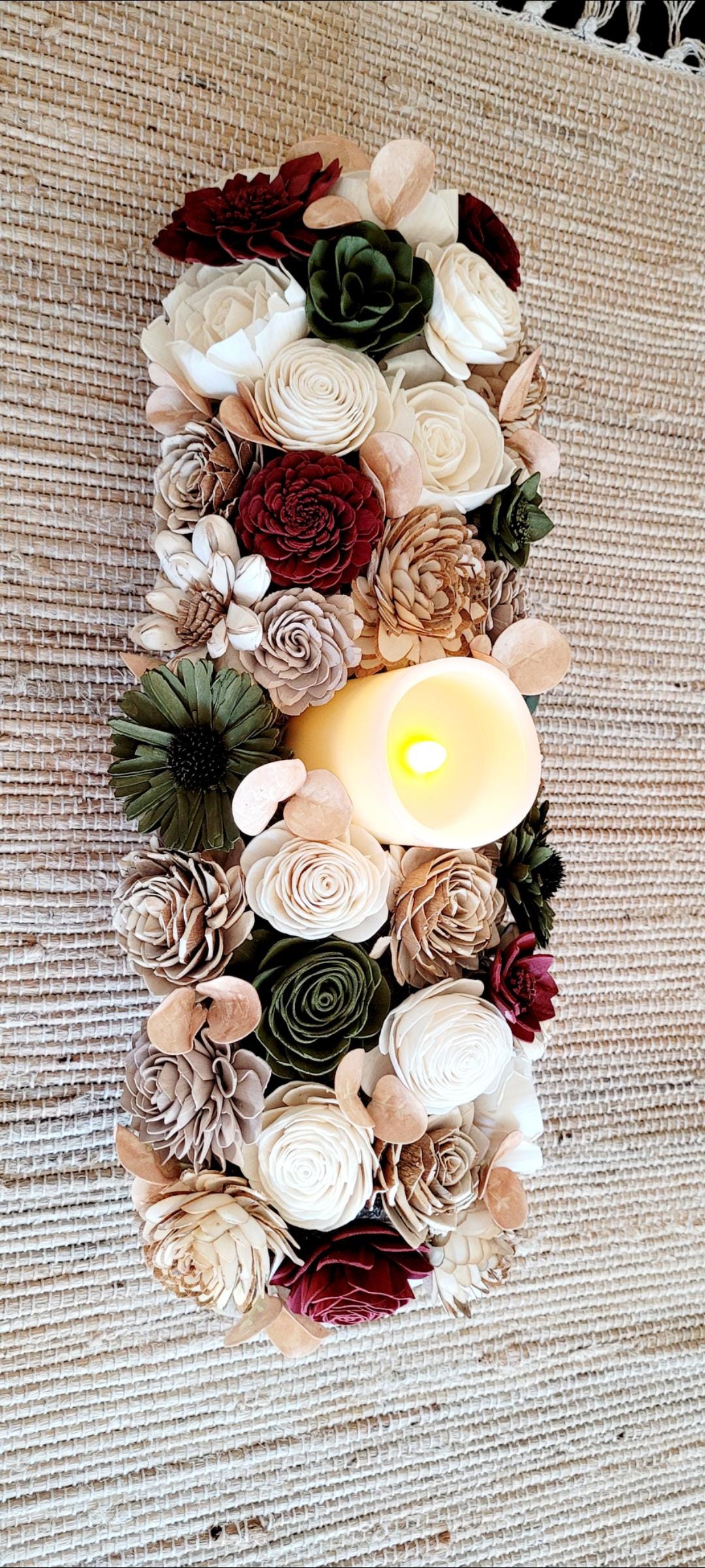 Wood Flowers Arrangement Sympathy Arrangement Wood Faux Wood Floral Bridal wood Flowers boho bouquet dough bowl arrangement dining table