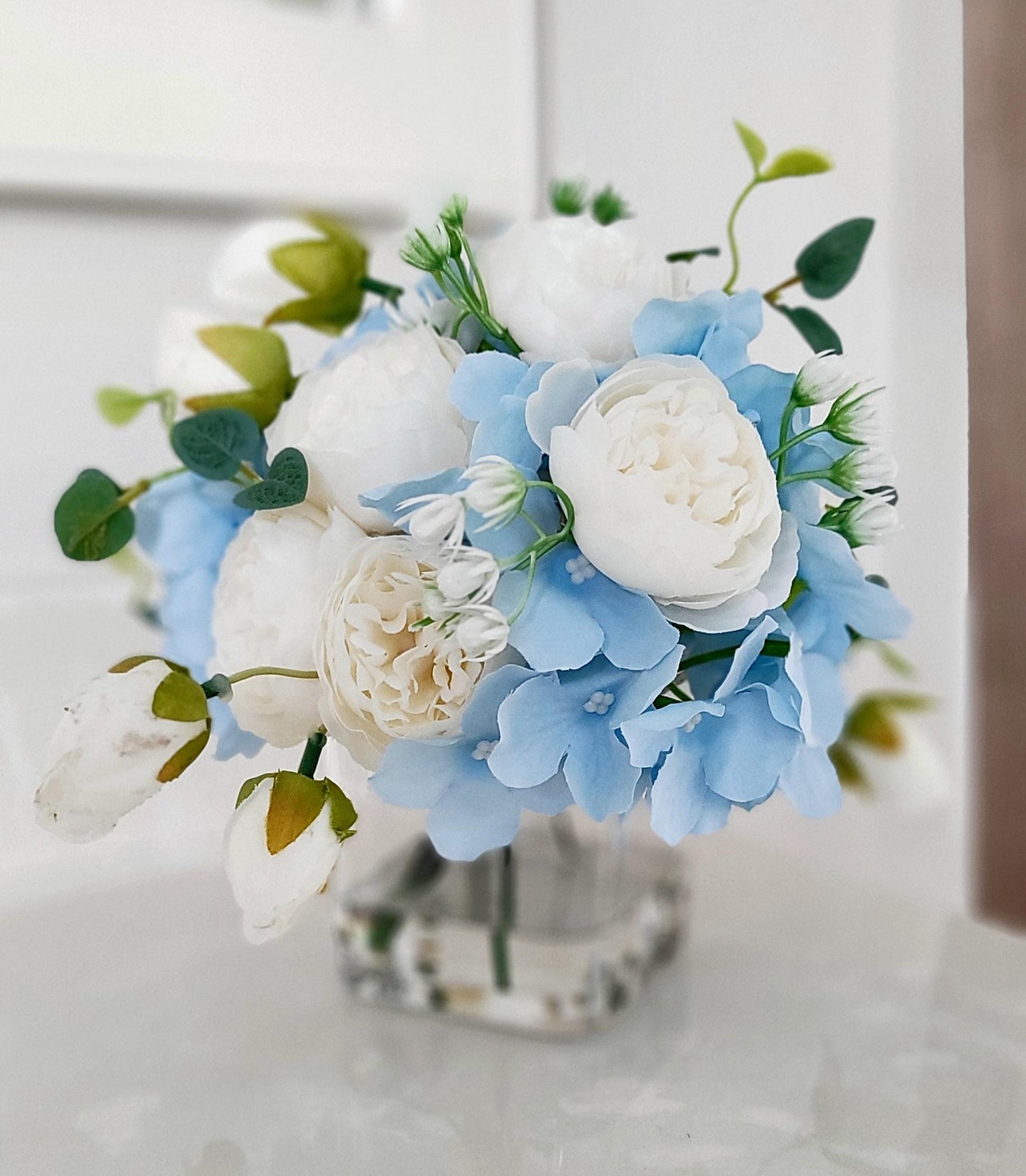 Blue Hydrangea white rose blue Hydrangea wedding Decor nightstand decor side table accent decor new home gift her gift birthday gift sister