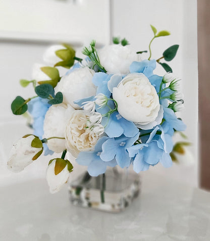 Blue Hydrangea white rose blue Hydrangea wedding Decor nightstand decor side table accent decor new home gift her gift birthday gift sister