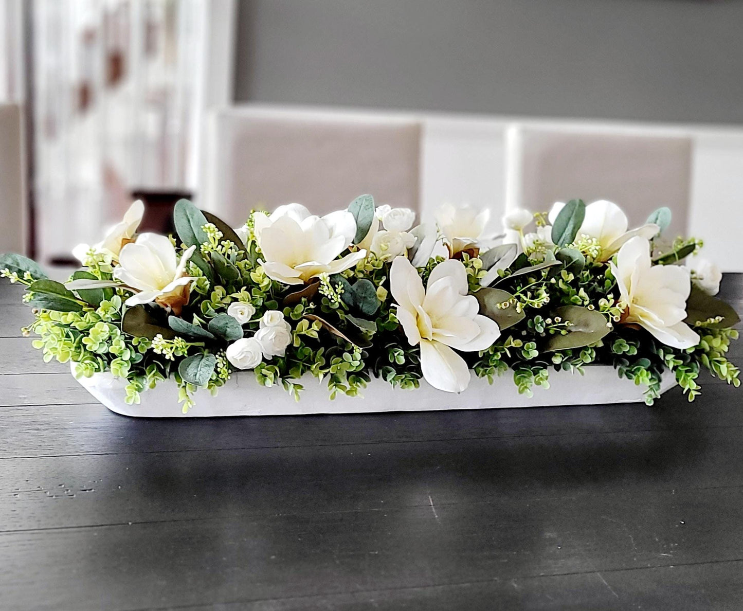 Dining Table Magnolia Arrangement Farmhouse Arrangement Dining Table Magnolia Arrangement Silk Magnolia Table Arrangement Silk Peony Flower
