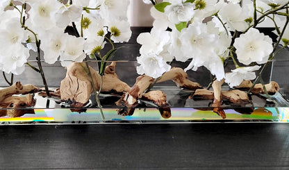 Cherry Blossom Arrangement dining table centerpiece elegant arrangement modern farmhouse decor artificial water arrangement long glass vase