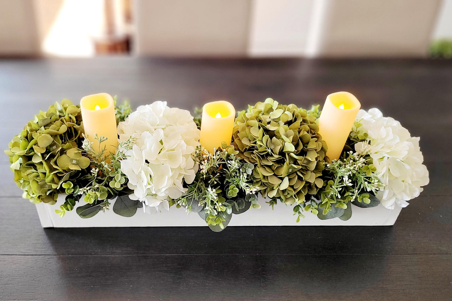 Farmhouse dining table candle decor Rustic centerpiece mantle decor candle centerpiece spring idea decoration new home gift dining floral