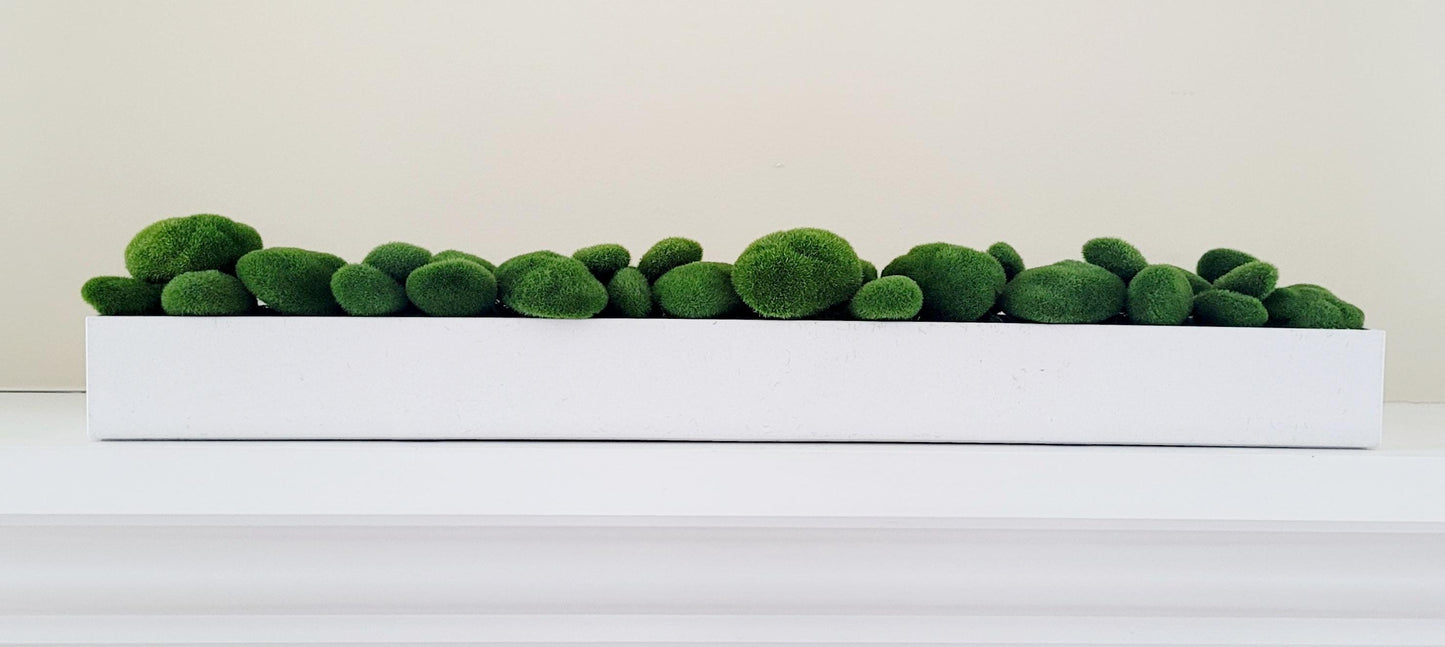Moss Arrangement Narrow Long Dining Arrangement Modern Table Decor Contemporary Table Top Decor Faux Moss Centerpiece Mantle Decoration