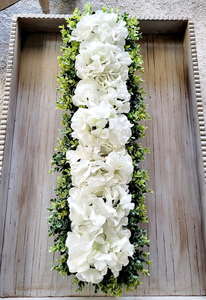 Hydrangea Centerpiece – Farmhouse Style Wooden Box Arrangement