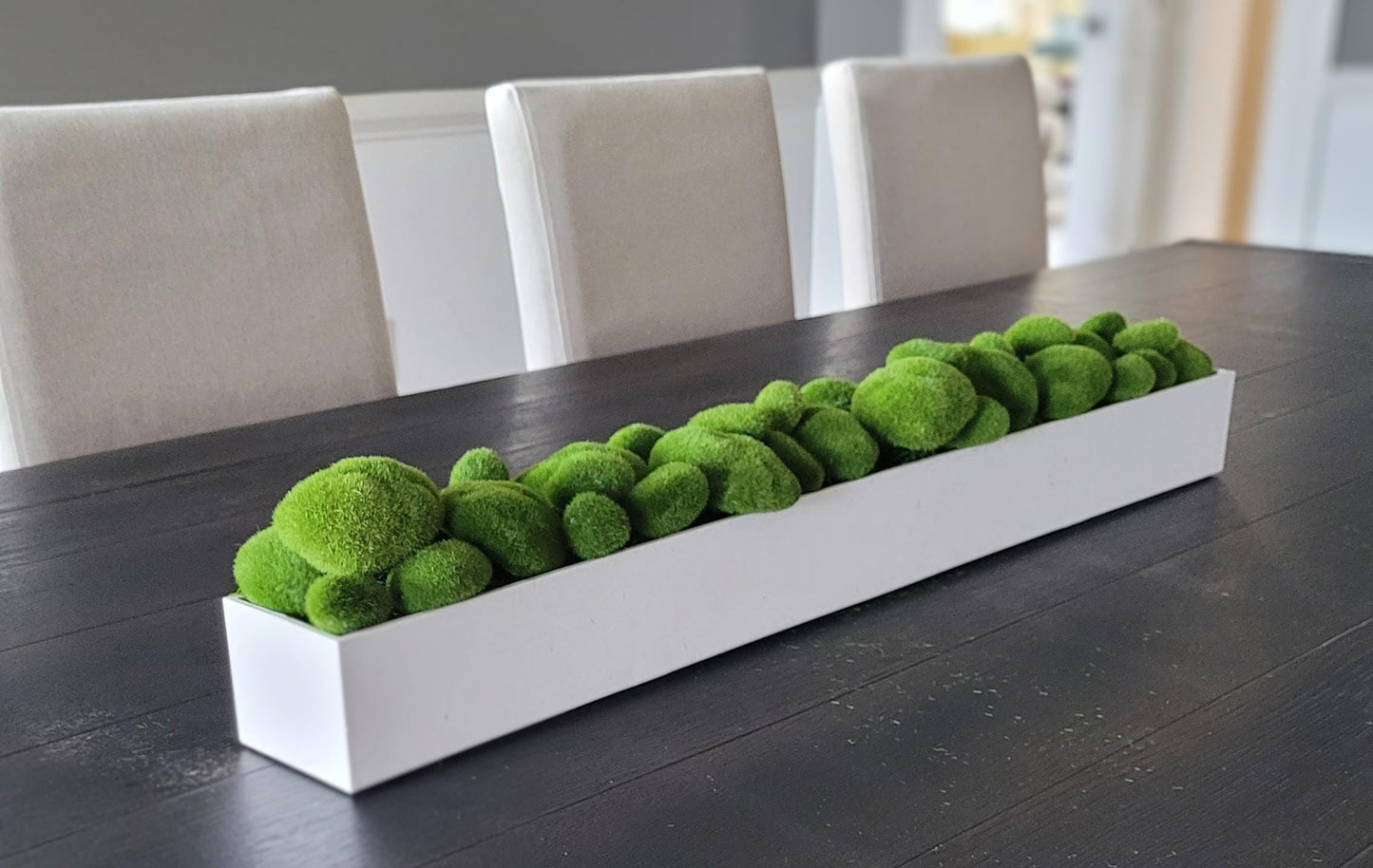 Moss Arrangement Narrow Long Dining Arrangement Modern Table Decor Contemporary Table Top Decor Faux Moss Centerpiece Mantle Decoration