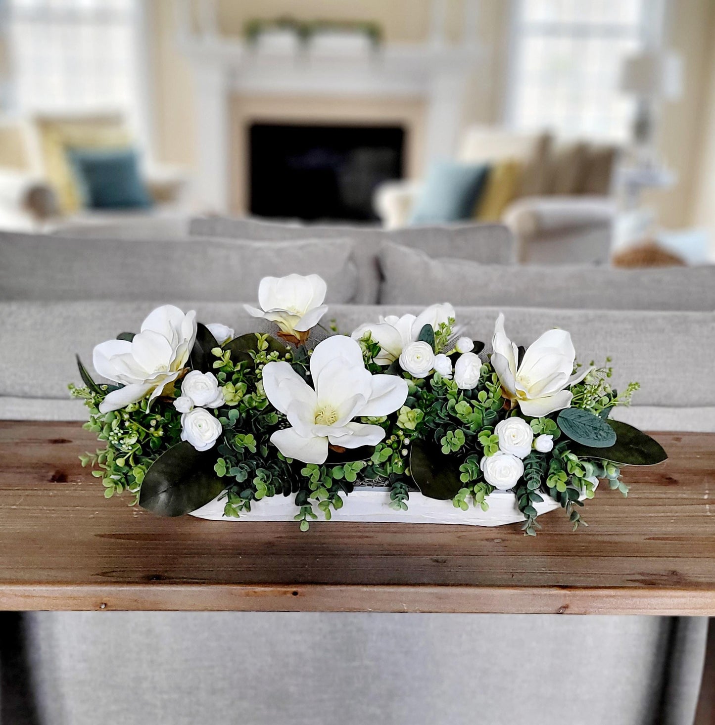 Dining Table Magnolia Arrangement Farmhouse Arrangement Dining Table Magnolia Arrangement Silk Magnolia Table Arrangement Silk Peony Flower