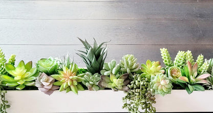 Faux Succulent Centerpiece – 32inch Narrow Table Arrangement for Modern Dining