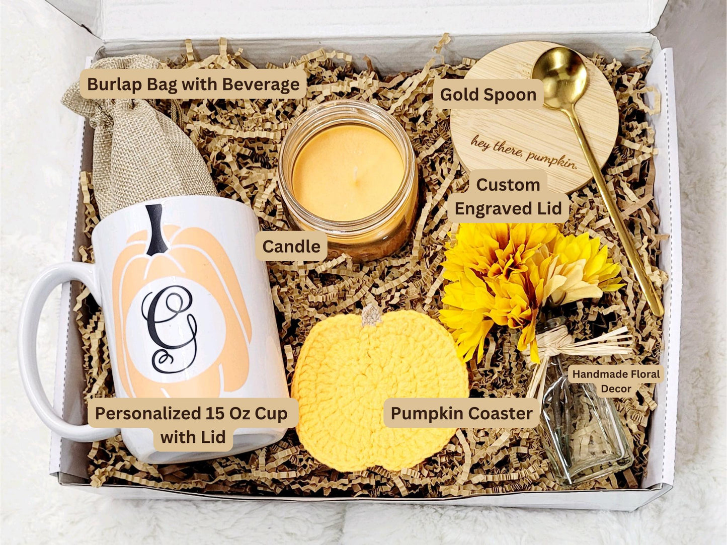 Fall Gift Box Friend Care Package Pumpkin Mug Personalized Tumbler Women Gift Box Cozy Autumn Care Package Custom Cup Engrave Initial Mug