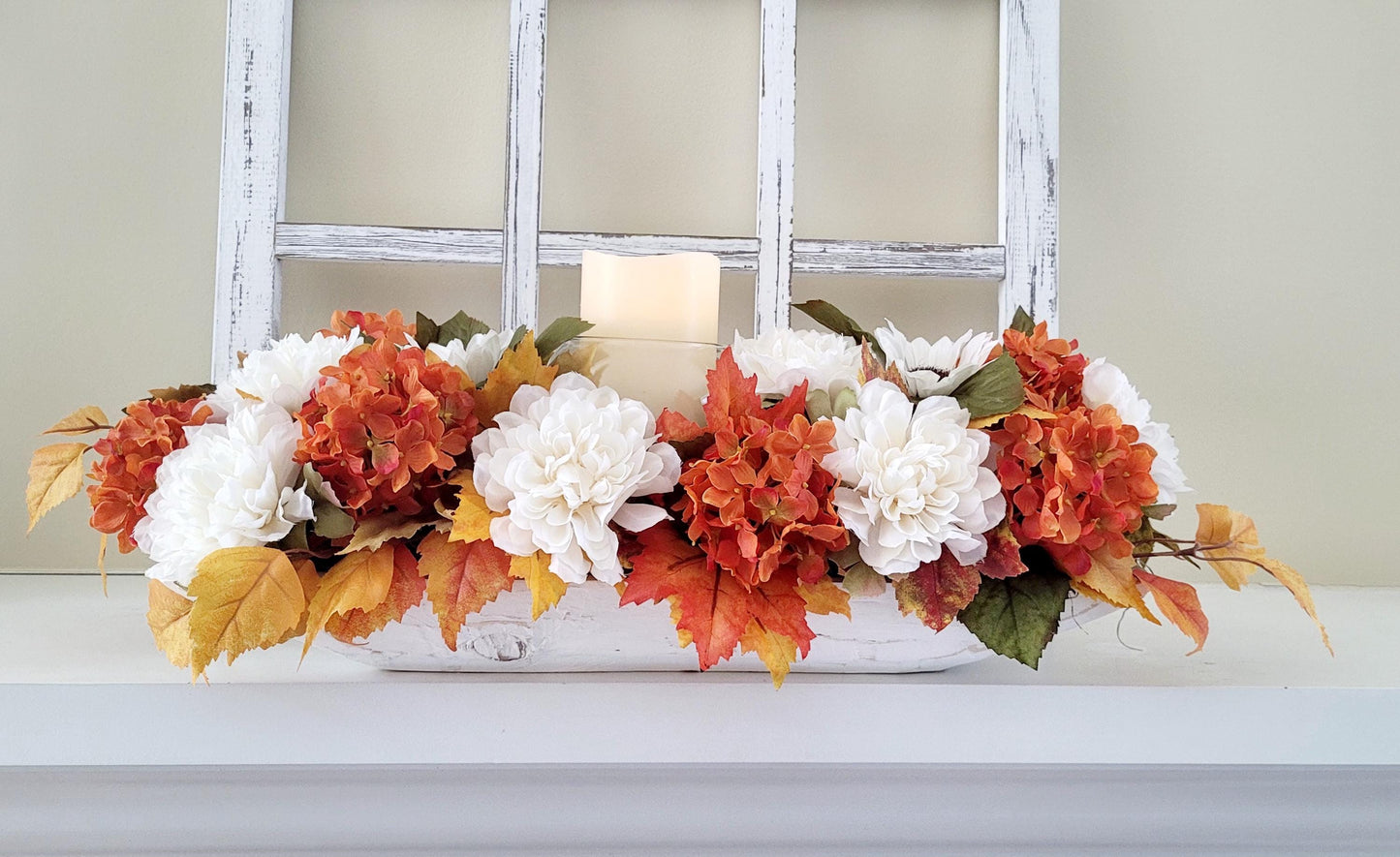 Fall Farmhouse Decor Fall dining table arrangement candle arrangement Dough Bowl decorations fall floral gift fall entry decor fall mantle