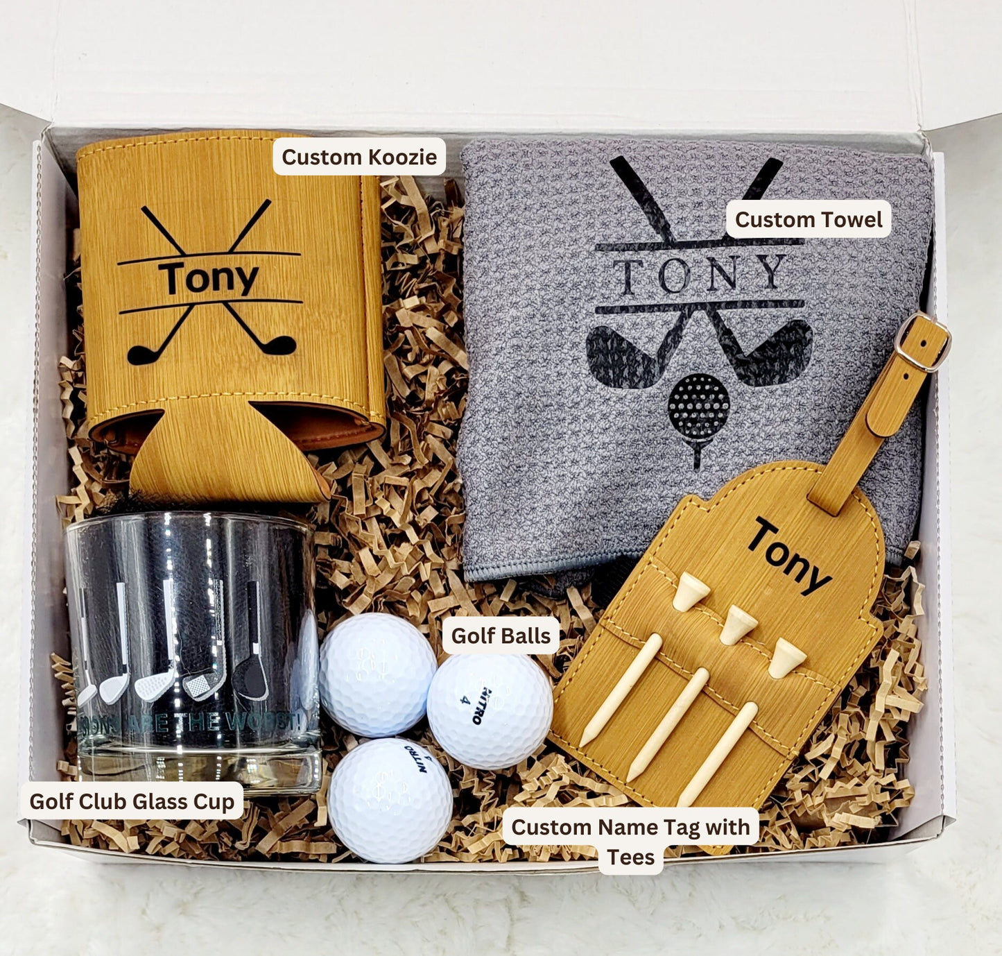 Golf Gift Box Men Golf Accessories Bachelor Party Gift Boyfriend Golf Tshirt Husband Golf Tee Bag Holder Personalized Golf Towel Fathers Day
