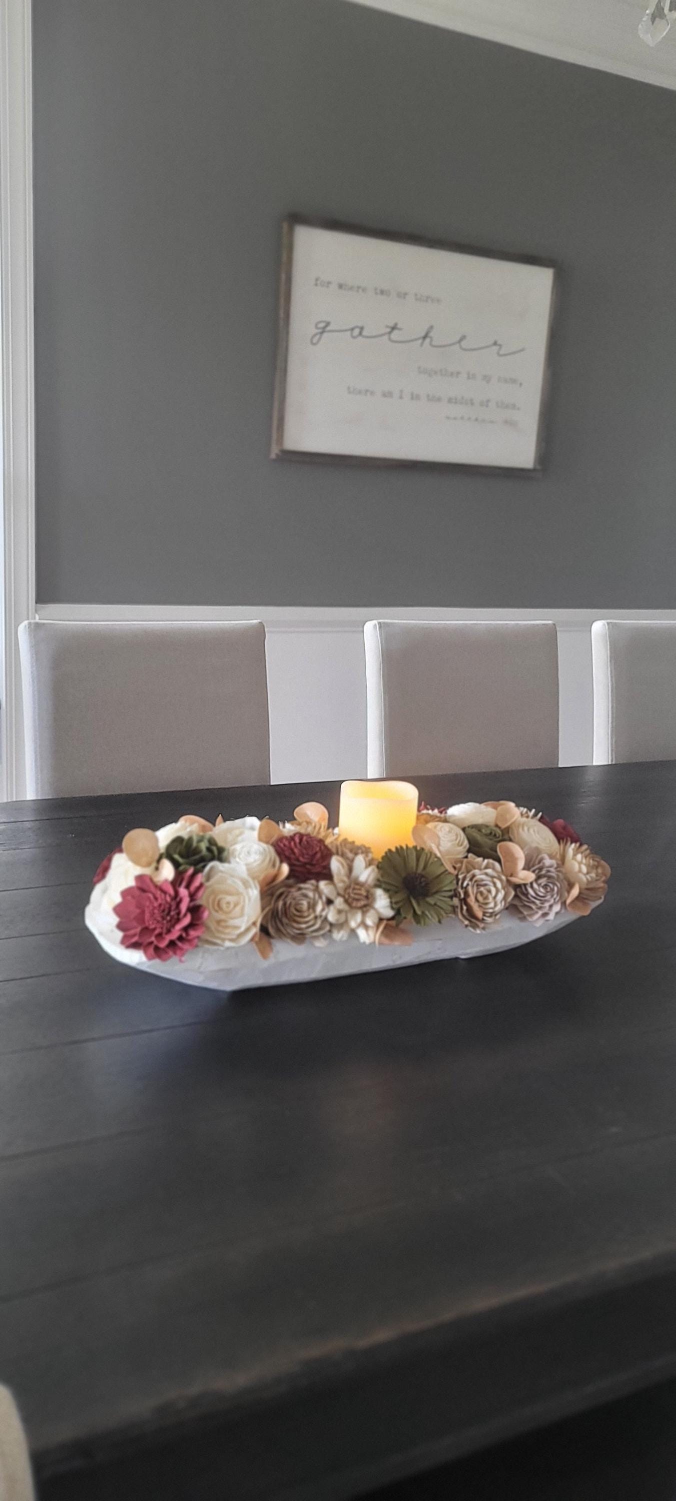 Fall Flower arrangement fall centerpiece dough bowl fall decor farmhouse fall candle arrangement fall gift  fall sunflower arrangement table