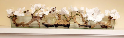Modern Orchid Centerpiece Dining Table Glass Vase Orchid Arrangement Long Glass Vase Drift Wood Flower Arrangement Modern Style Floral