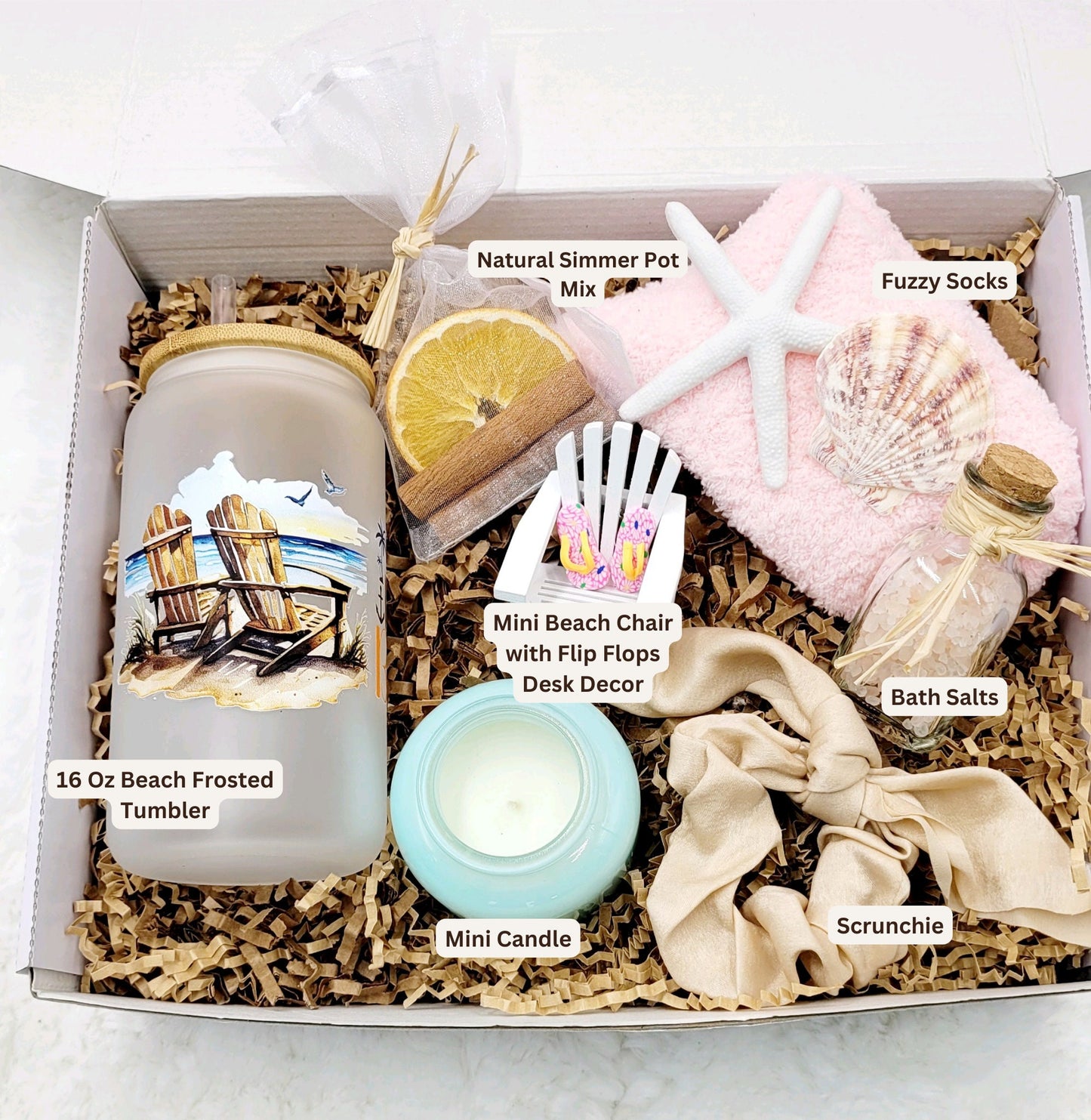 Beach Decor Summer Birthday Gift Box Women Birthday Gift Frosted Tumbler Summer Beach Candle Gift Box Friend Spa Gift Set  Gift Box Mom