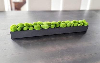 Dining Table Centerpiece – Modern Faux Moss Arrangement in Long Narrow Box