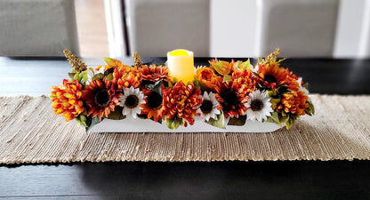 Fall Rustic Arrangement Fall Decor Fall Table Decor Dough Bowl Candle Fall Candle Table Centerpiece  Fall Lighting Fall Arrangement Fall
