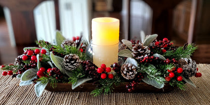 Christmas Centerpiece Dining Table Centerpiece Gift Centerpiece Hand Carved Dough Bowl Winter Floral Arrangement For Table Christmas Decor