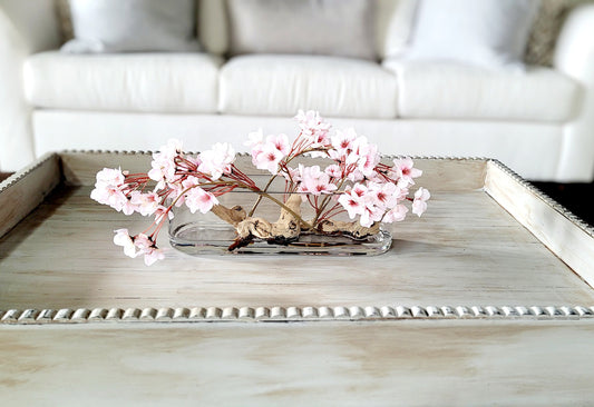 Modern Arrangement Dining Table Centerpiece Pink Floral Arrangement French Country Pink Cherry Blossoms Floral Centerpiece Modern Centerpiec