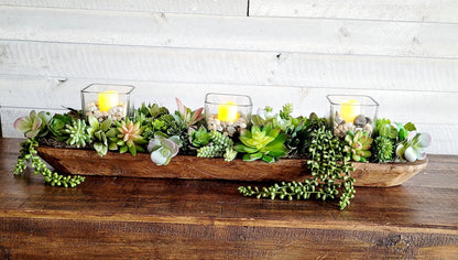 Succulents arrangement dough bowl large arrangement succulent gift her dining table centerpiece candle arrangement client gift