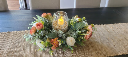 Fall arrangement dining table fall centerpiece dough bowl farmhouse arrangement fall candle fall sunflower table arrangement fall flower