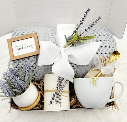 Lavender Gift Basket Gift Basket Wellness Gift Box for Best Friend Gift Mom Care Package Sister Gift Basket Co Worker Gift Luxury Unique