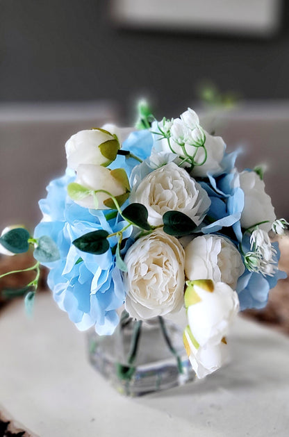Blue Hydrangea white rose blue Hydrangea wedding Decor nightstand decor side table accent decor new home gift her gift birthday gift sister