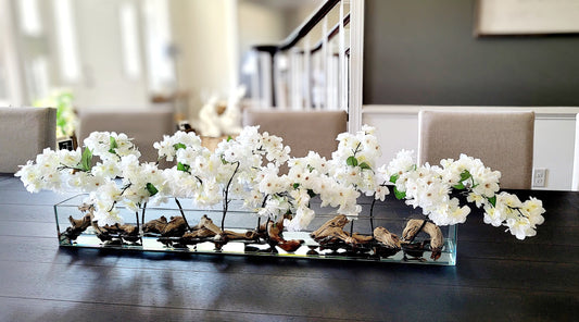 Dining Table Centerpiece Modern Floral Arrangement Elegant Glass Vase Faux Peony Flowers Realistic Looking Blooms Contemporary Home Decor Stylish Table Accent Perfect Dinner Party Decoration Versatile Coffee Table Display Sophisticated