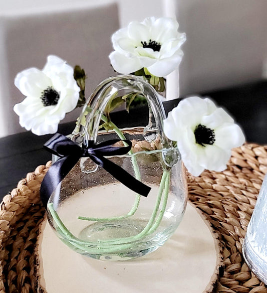 Arrangement glass vase table decor wedding floral decor faux silk flower modern arrangement silk faux spring floral in glass vase bedroom