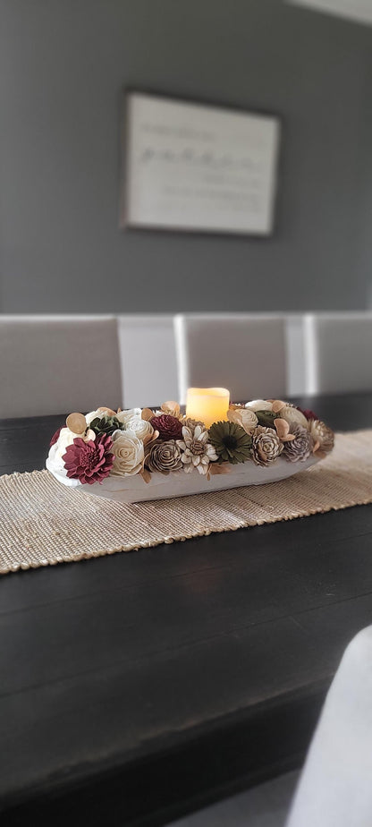 Fall Flower arrangement fall centerpiece dough bowl fall decor farmhouse fall candle arrangement fall gift  fall sunflower arrangement table