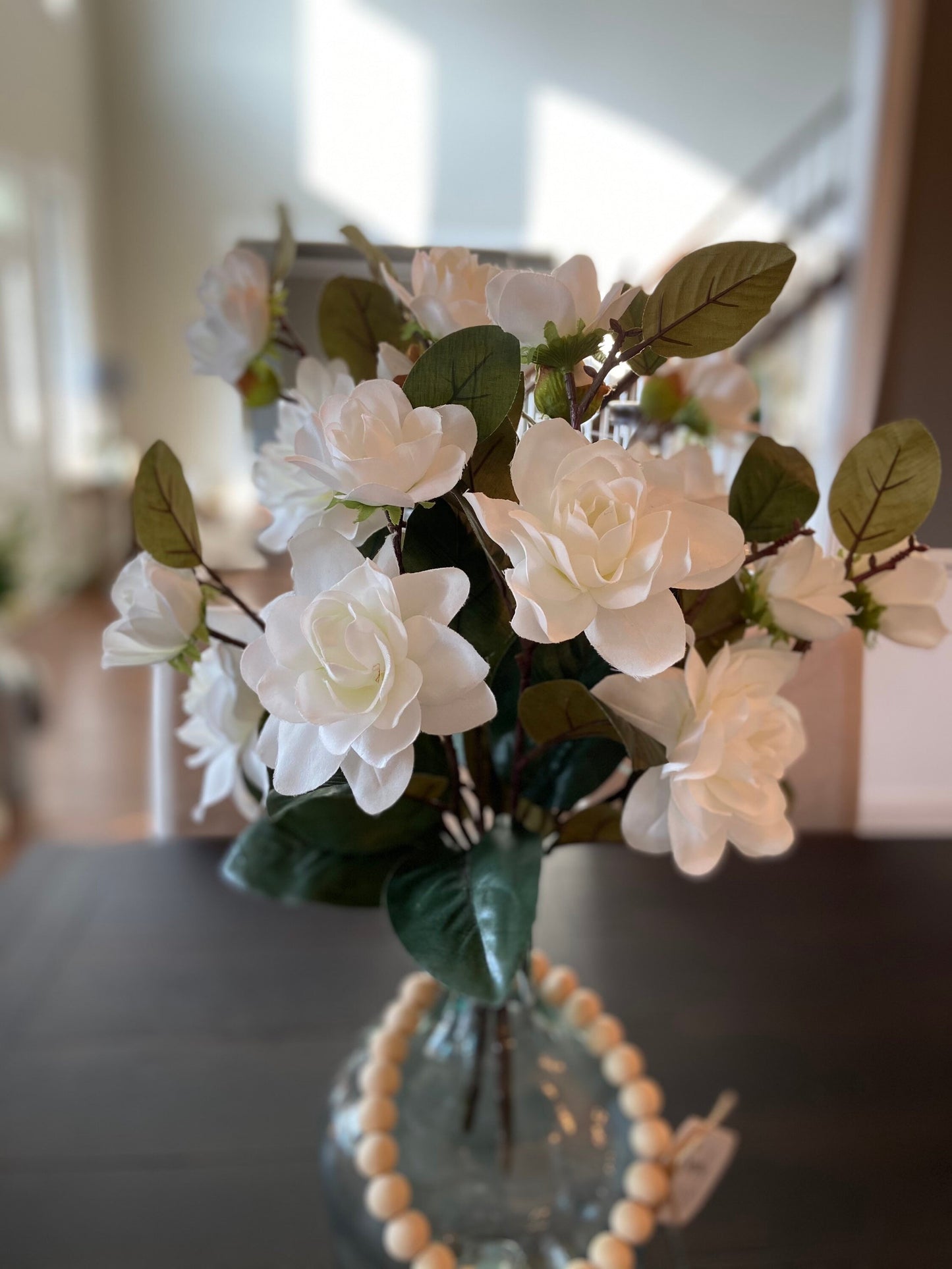 Farmhouse Wine Jug Centerpiece with White Magnolia